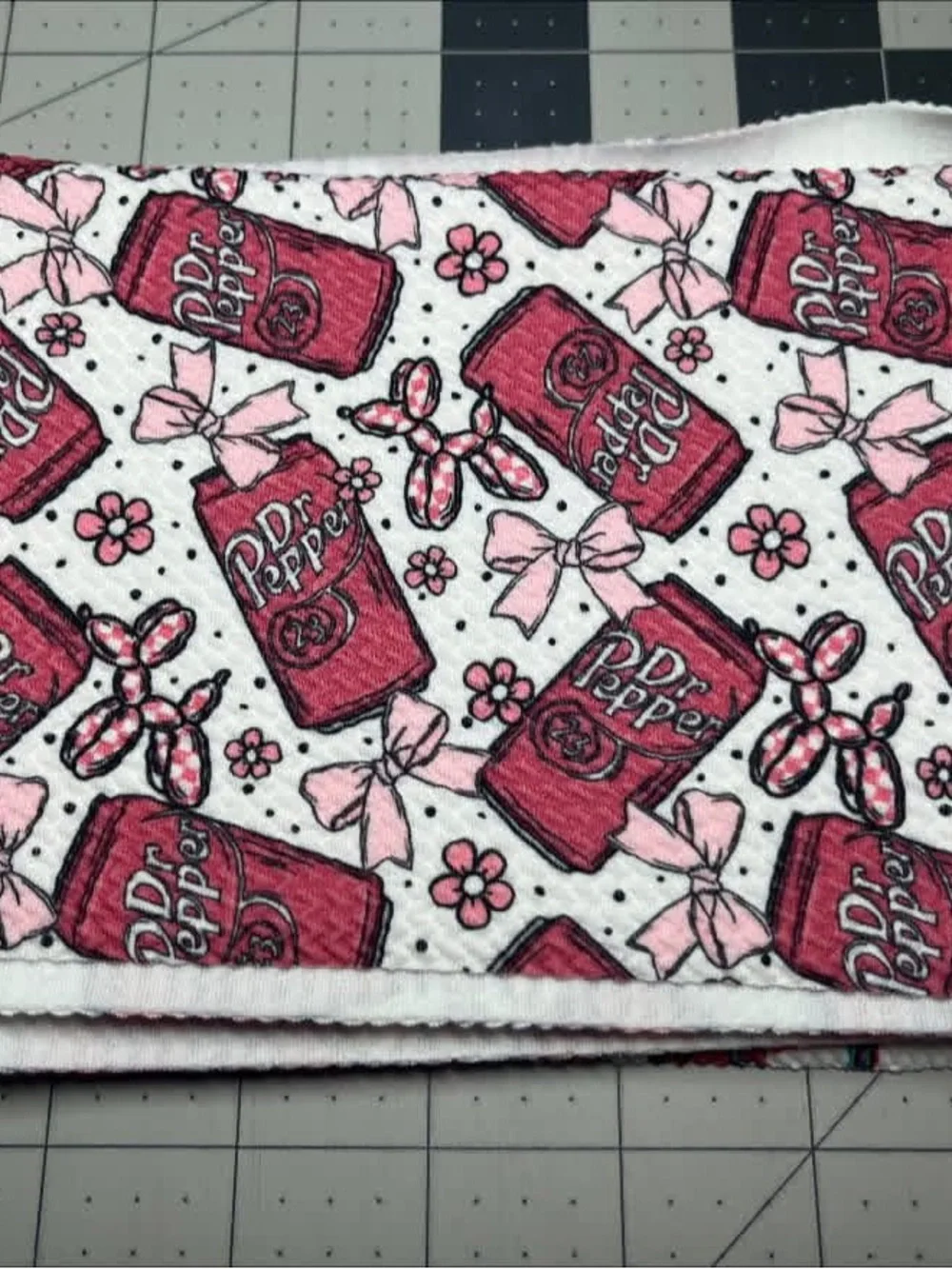 Pink Checker Bow Print Fabric